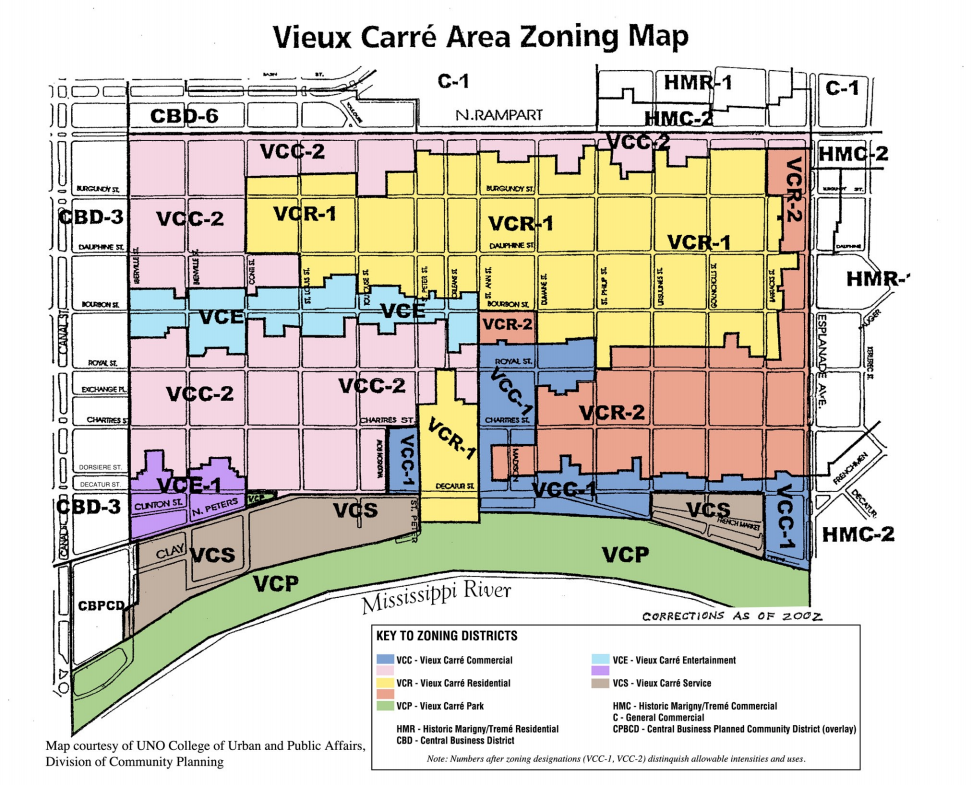 Vieux Carre Area Zoning Map