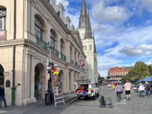 Surveillance camera being installed on Jackson Square November 2023 by Ellis Anderson