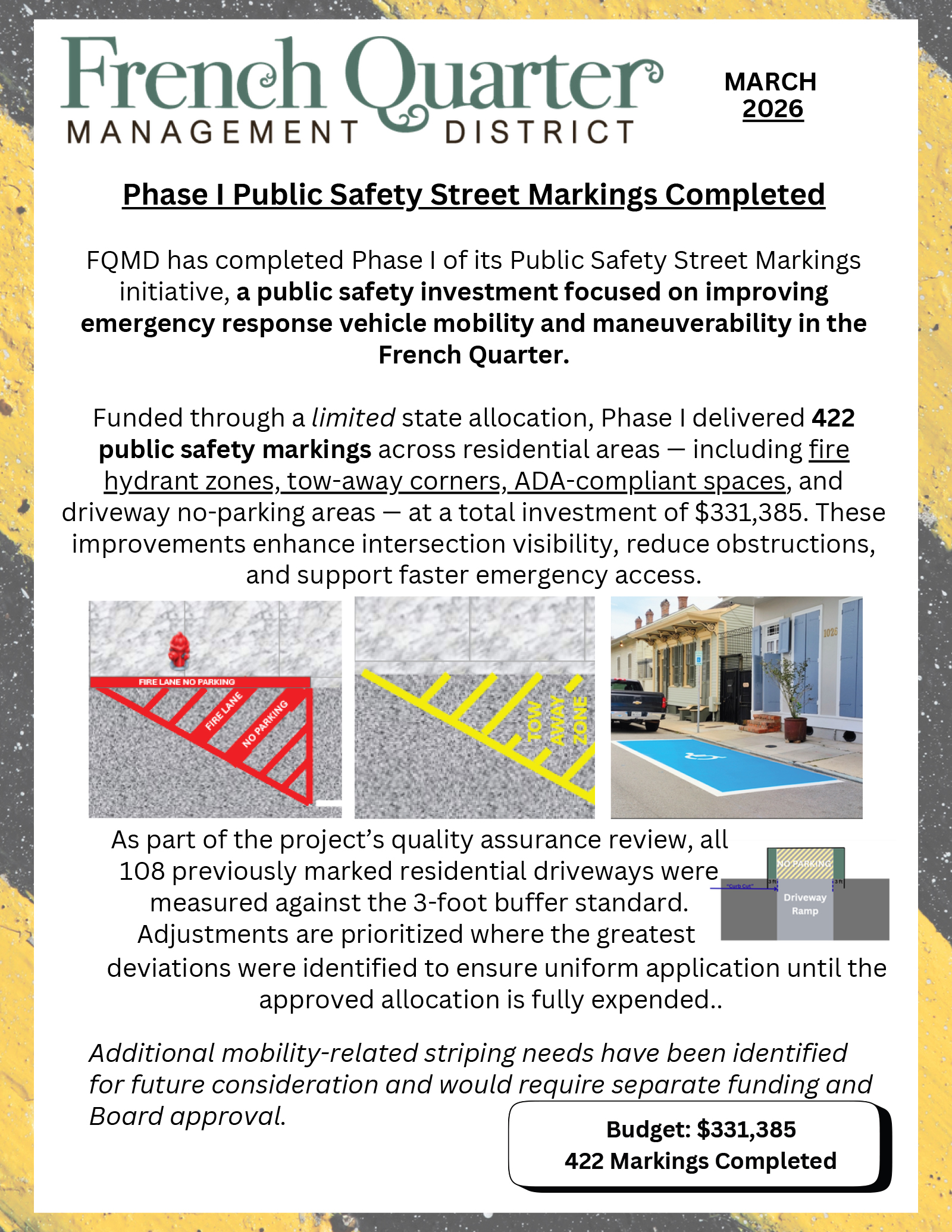 Phase I Public Safety Street Markings Completed